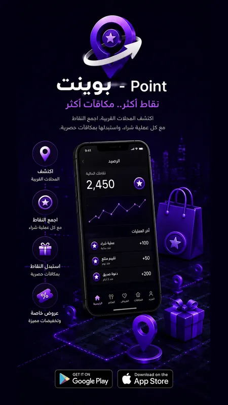 مميزات Point: اكتشف المحلات، اجمع النقاط، استبدلها بمكافآت